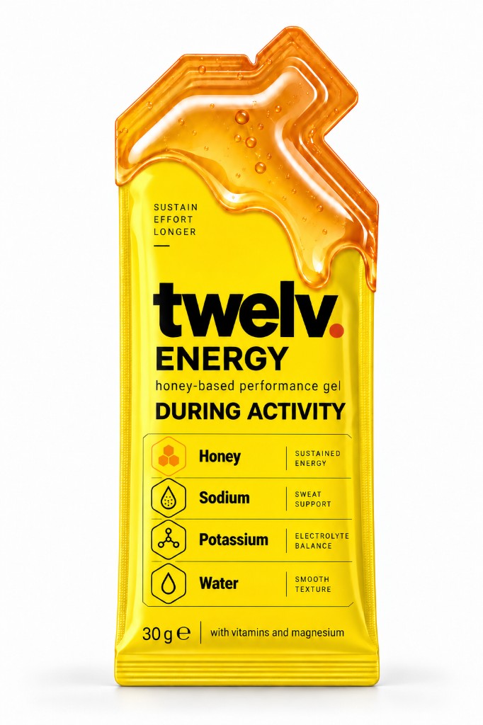 twelv ENERGY honey-based performance gel, during activity